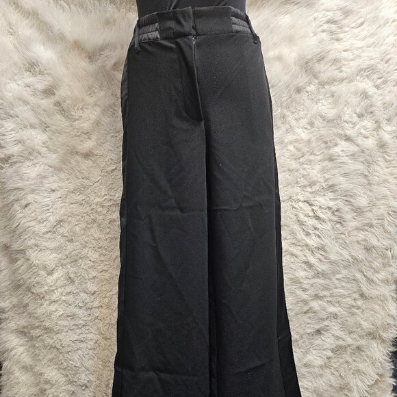 Worthington X Jason Bolden Women's Black Wide Legs Satin Trim Pants Size XS - Picture 1 of 10